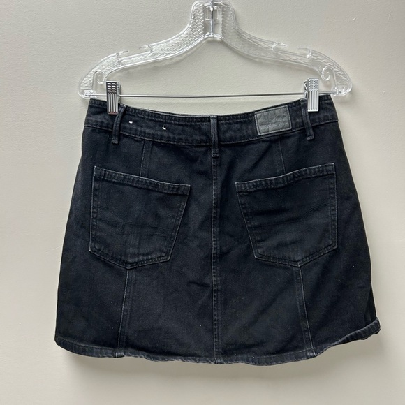 American Eagle Black High Rise A Line Mini Jean Skirt - Picture 2 of 4